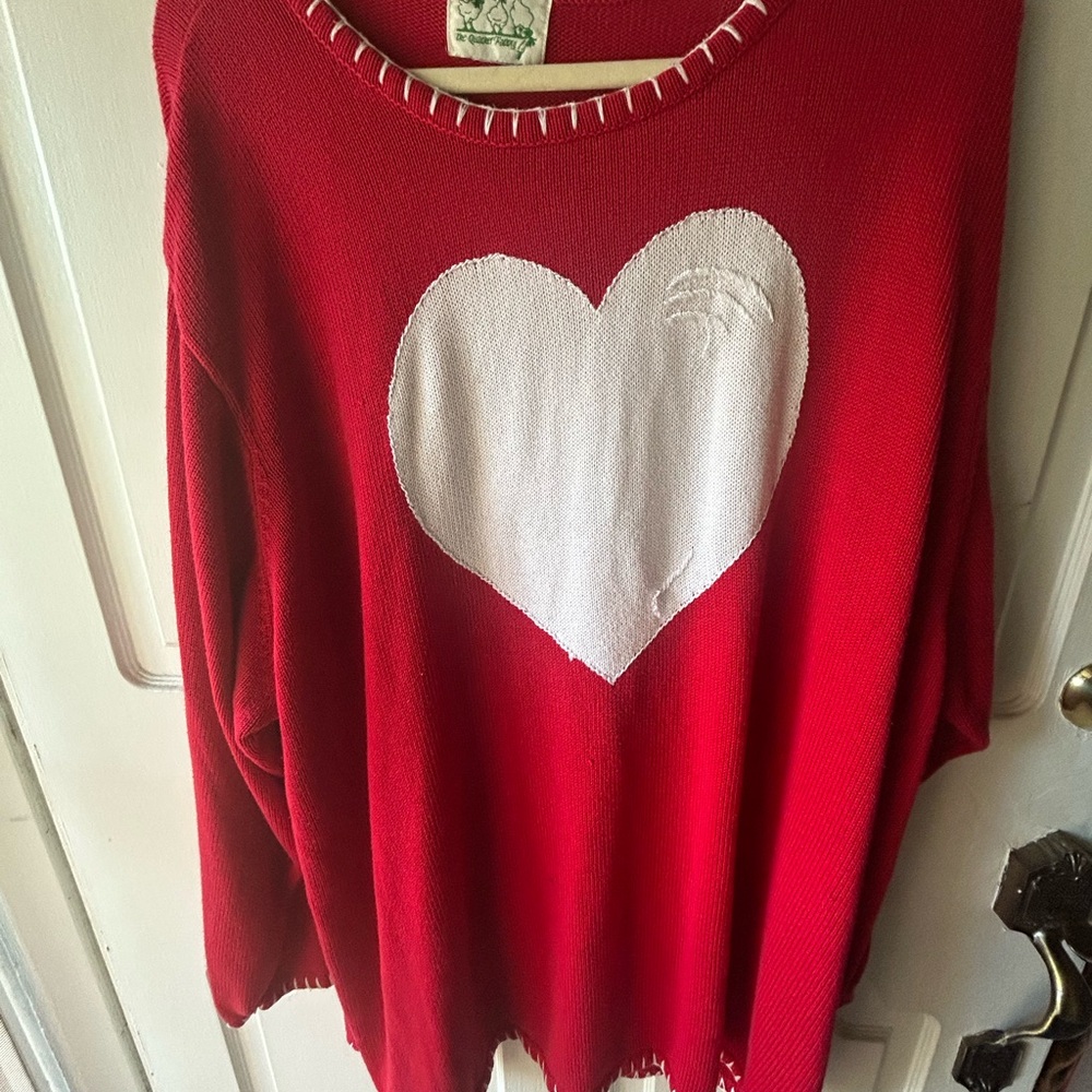 Quacker Factory Red Sweater With White Heart - image 1